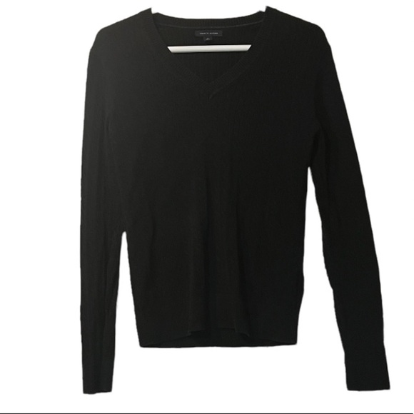 Tommy Hilfiger V-Neck Sweater Black Size Medium Knit Preppy Academia Professor - Picture 1 of 3